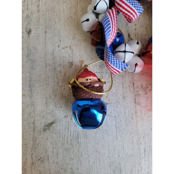 USA bell Rudolph Red-Nosed reindeer snowman ornament Xmas set - Picture 2 of 6